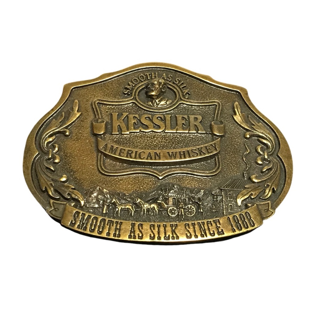 Vintage Kessler American Whiskey Belt Buckle Smooth As Silk 1993 NOS NEW